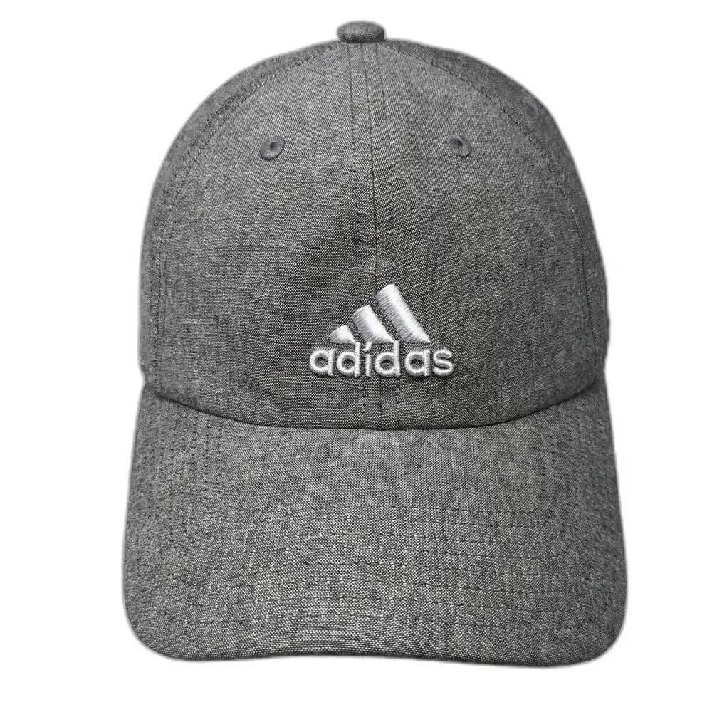 Adidas Baseball Cap Gray One Size Slideback Logo Cotton Strapback Hat Sport